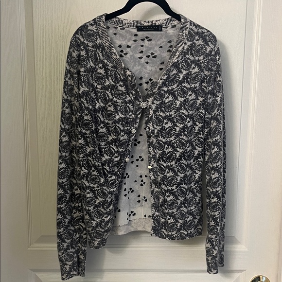 Twin-Set Gray and White Floral Cardigan - Picture 1 of 11